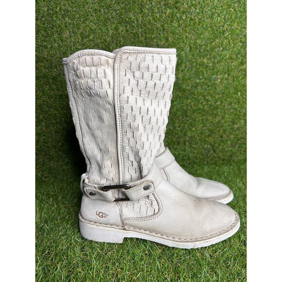 Ugg Shani‎ Perforated Leather Mid-Calf Slip On Boots 5.5 - Picture 4 of 13